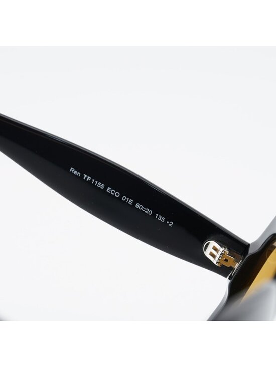 Tom Ford Ren FT1155 01E Sunglasses Shiny Black Square Frame, Brown Lenses